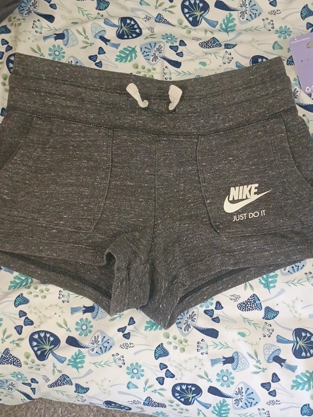 Nike Girls Gym Vintage Heather Charcoal Shorts - Size Small